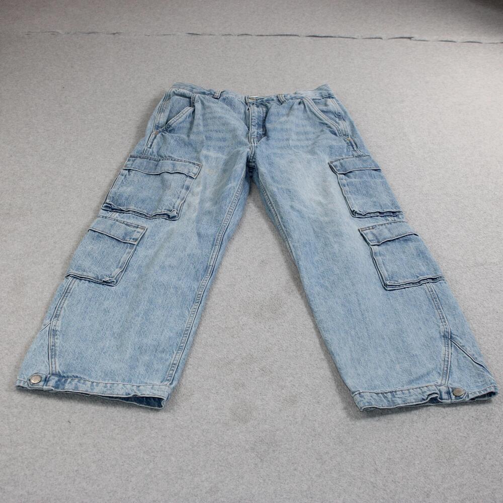 Denim Forum Jeans Women 29 Blue 90s Millie Hi-Rise Cargo Light Wash Denim Loose
